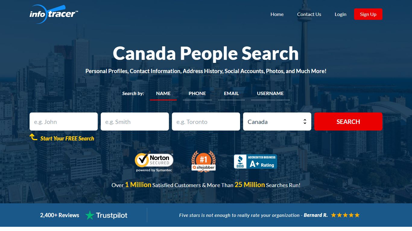 Canada People Search - Reverse Phone Lookup and More - InfoTracer